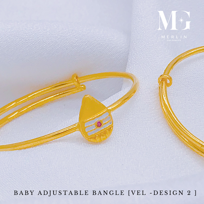 916 Gold Baby Adjustable Bangle (VEL - D2)