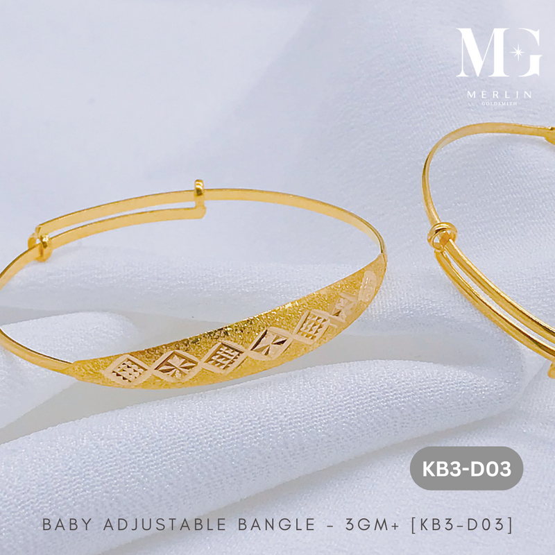 916 Gold Baby Adjustable Bangle - 3GM+ [KB3-D03]