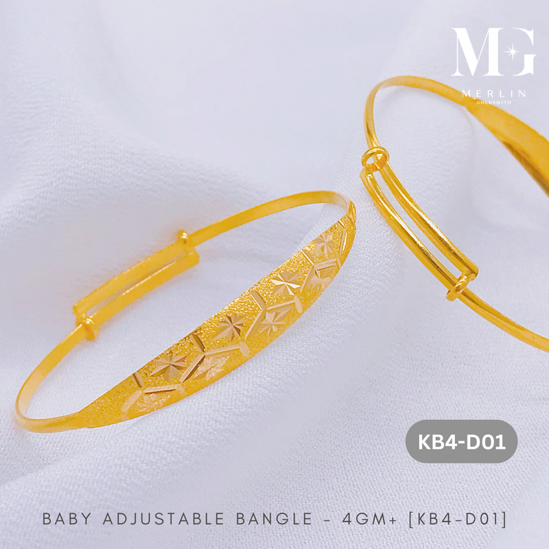 916 Gold Baby Adjustable Bangle - 4GM+ [KB4-D01]