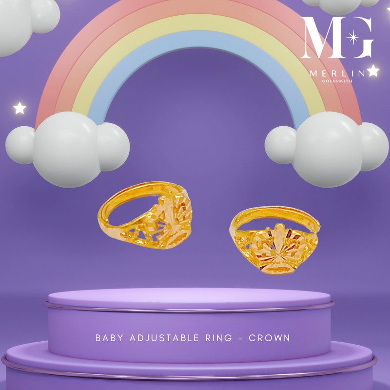 916 Gold Baby Adjustable Ring - Crown