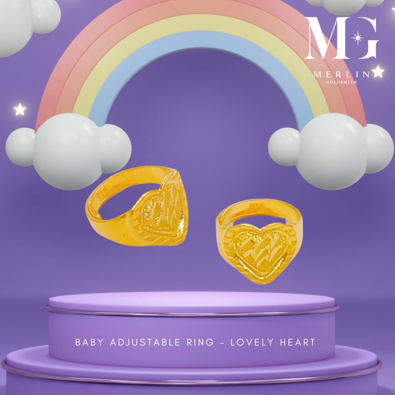 916 Gold Baby Adjustable Ring - Lovely Heart