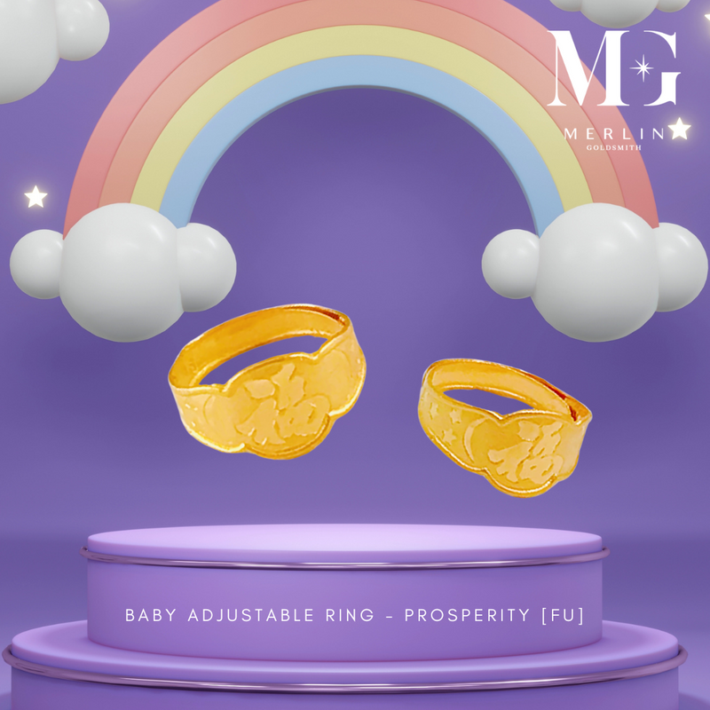 916 Gold Baby Adjustable Ring - Prosperity FU