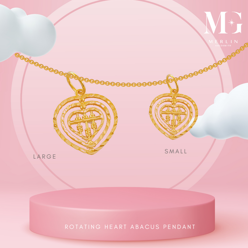 916 Gold Rotating Heart Abacus Pendant