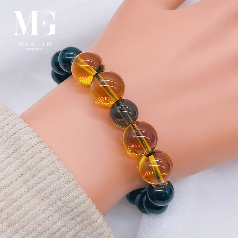 Citrine x Obsidian Beads Bracelet