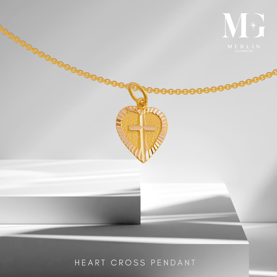 916 Gold Heart Cross Pendant | Merlin Goldsmith