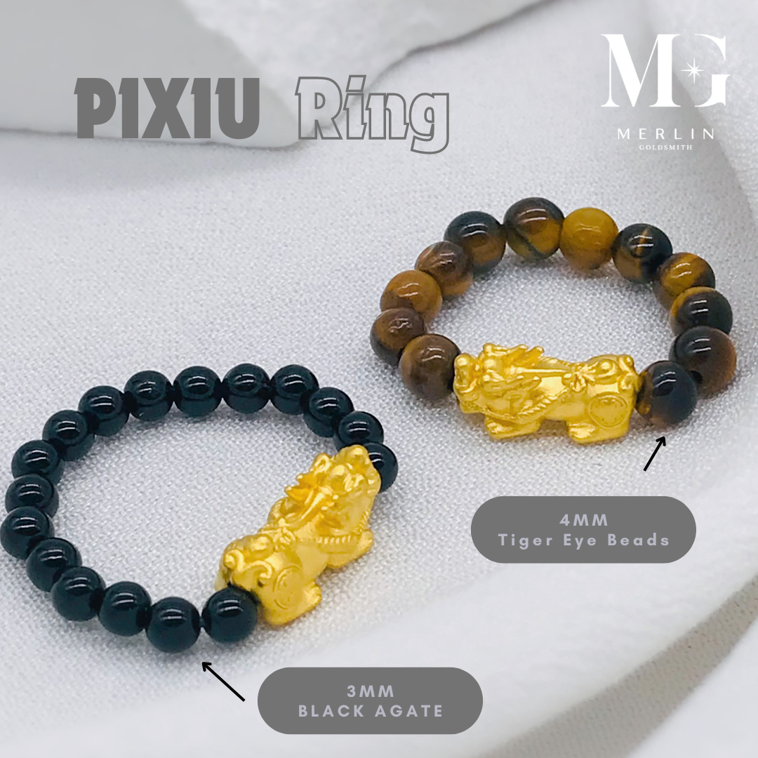 Mens Rings Abacus Ring With Pixiu 999 24k Pure Gold Lucky Pixiu