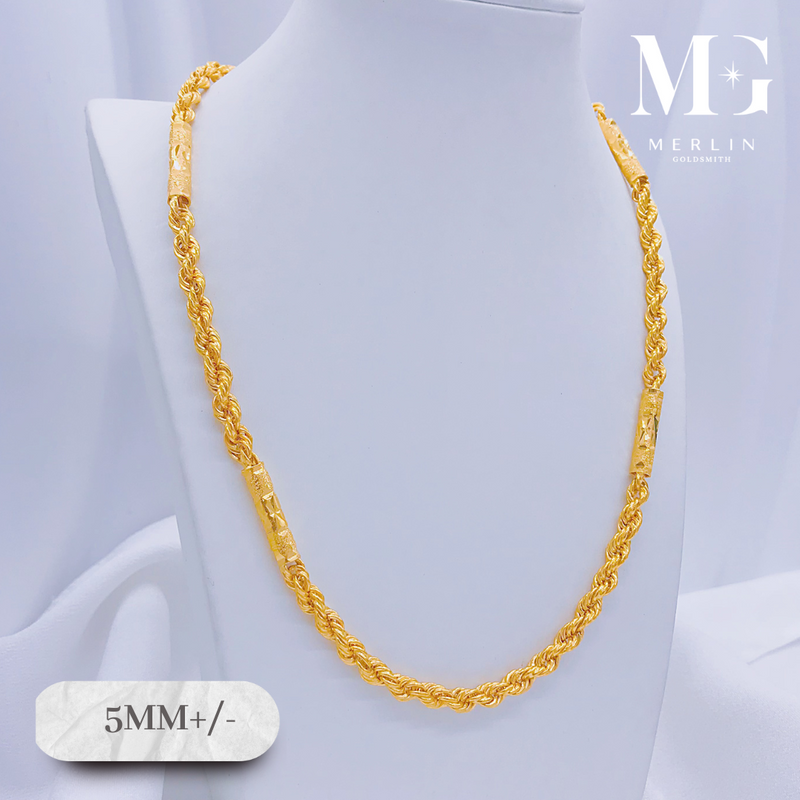 916 Gold (5mm) Hollow Barrel Rope Chain