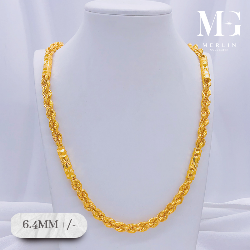 916 Gold (6.4mm) Hollow Barrel Rope Chain