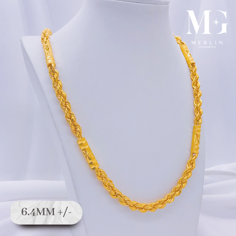 916 Gold (6.4mm) Hollow Barrel Rope Chain