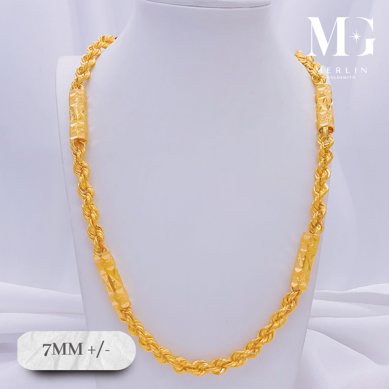 916 Gold (7mm) Hollow Barrel Rope Chain