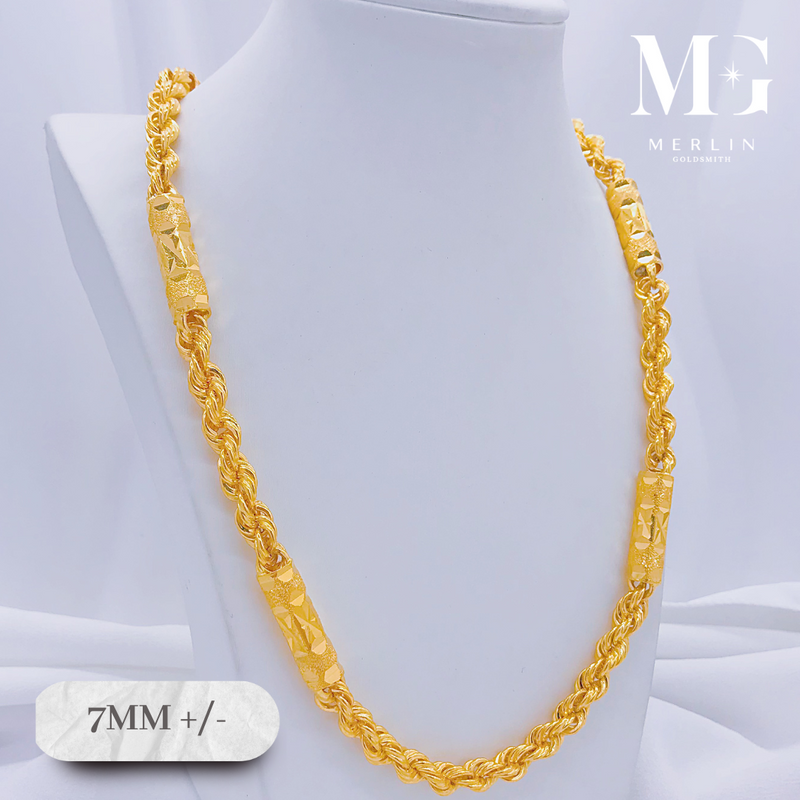 916 Gold (7mm) Hollow Barrel Rope Chain