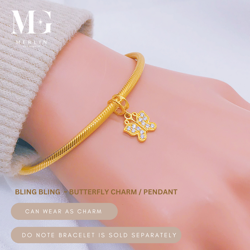 916 Gold Bling Bling Butterfly Charm / Pendant