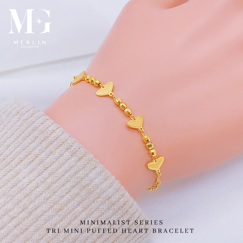 916 Gold Minimalist Series - Glitter Heart x Ball Bracelet
