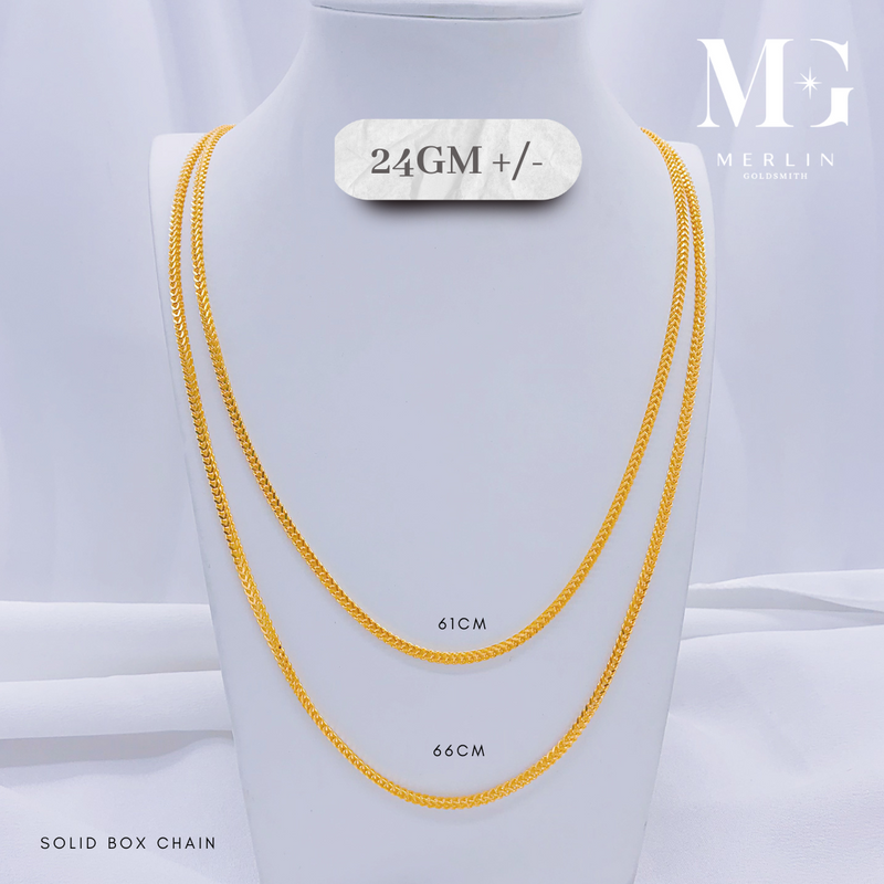 916 Gold Solid Box Chain (SBC-24GM+/-)