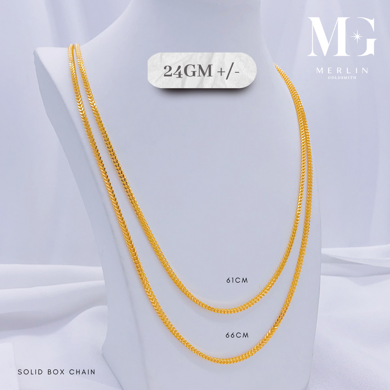 916 Gold Solid Box Chain (SBC-24GM+/-)