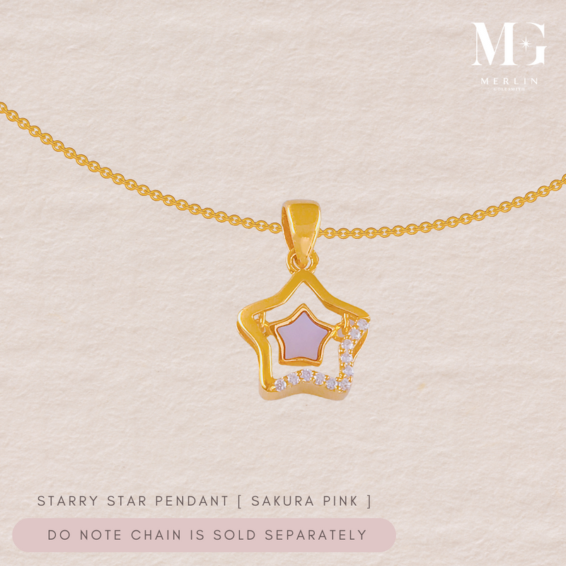 916 Gold Starry Star Pendant (Sakura Pink)