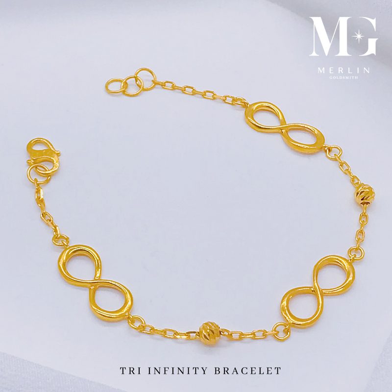 916 Gold Tri Infinity Bracelet