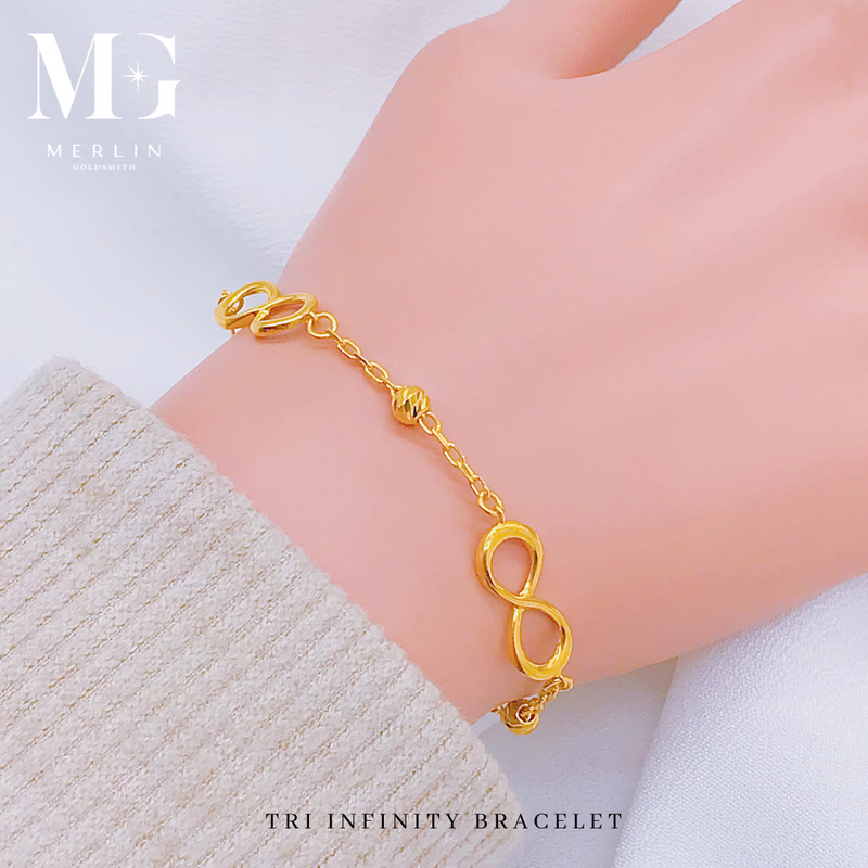 916 Gold Tri Infinity Bracelet