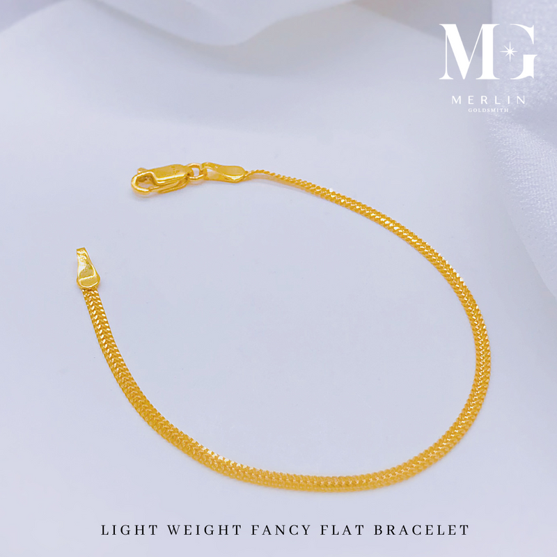 916 Gold Lightweight Fancy Flat Bracelet