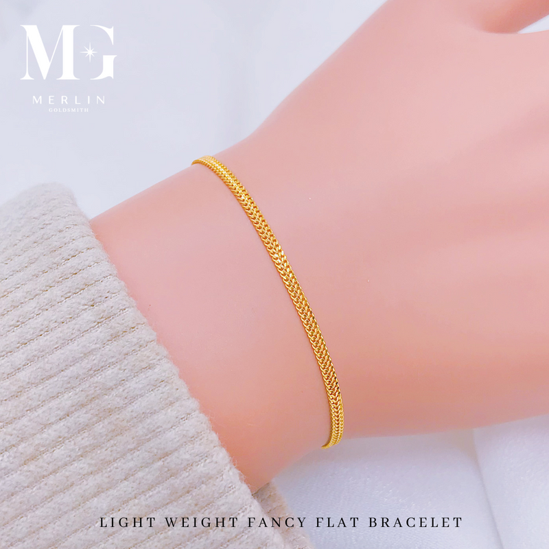 916 Gold Lightweight Fancy Flat Bracelet