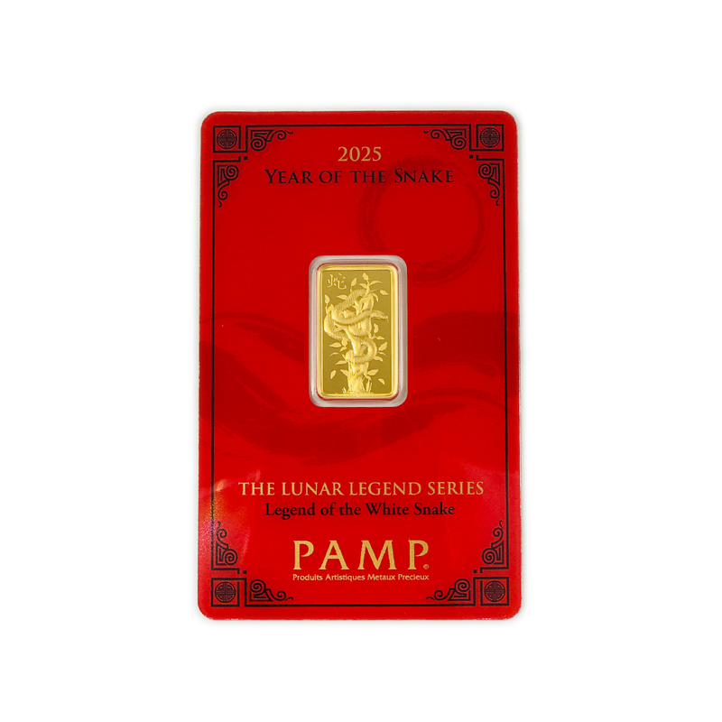 999.9 Pure Investment Gold 5 Gram PAMP Gold Bar (Exclusive Year Of The Snake)