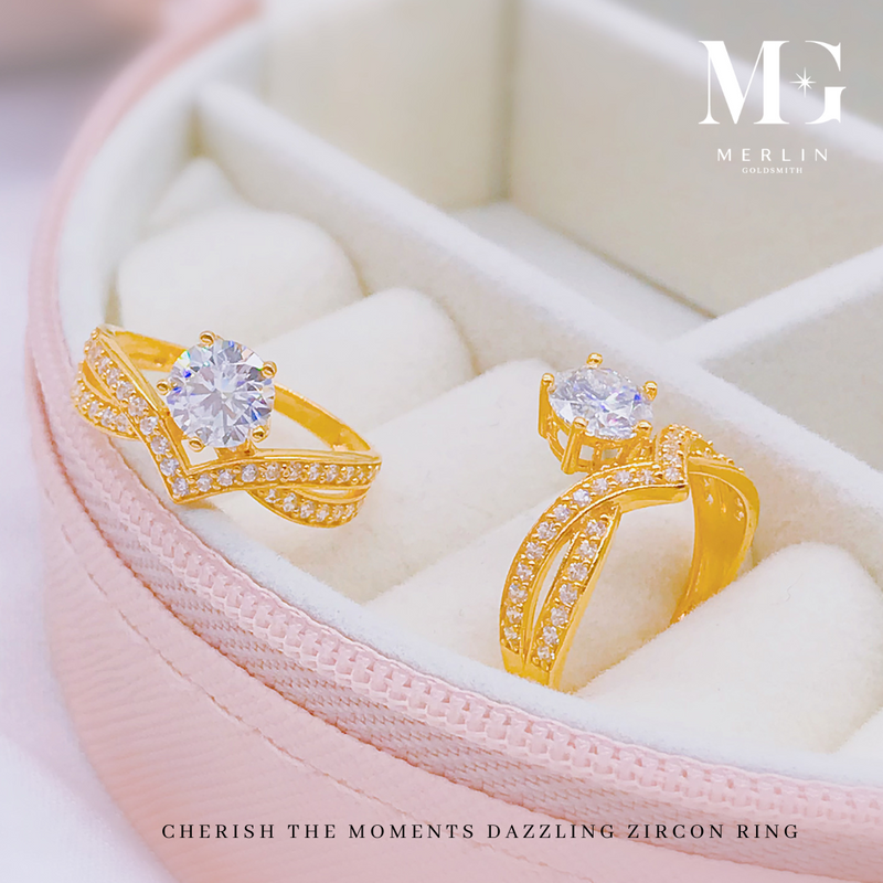 916 Gold Cherish The Moments Dazzling Zircon Ring