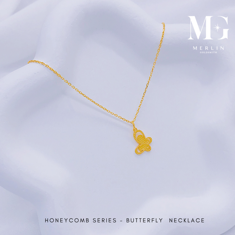 916 Gold Honeycomb Series - Butterfly Necklace