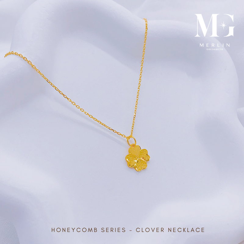 916 Gold Honeycomb Series - Clover Necklace