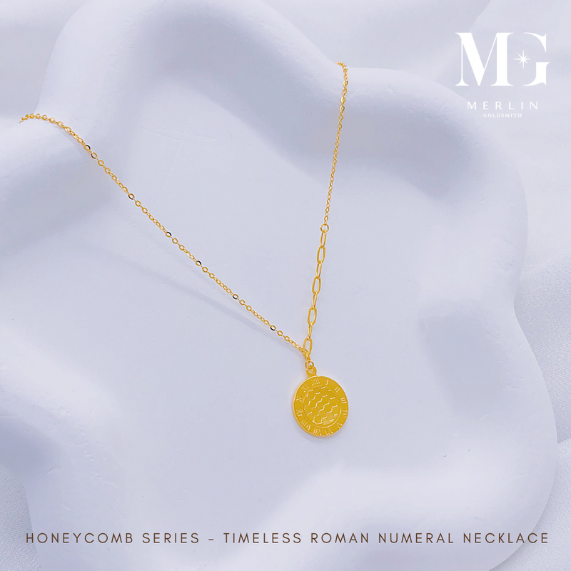 916 Gold Honeycomb Series - Timeless Roman Numeral Necklace