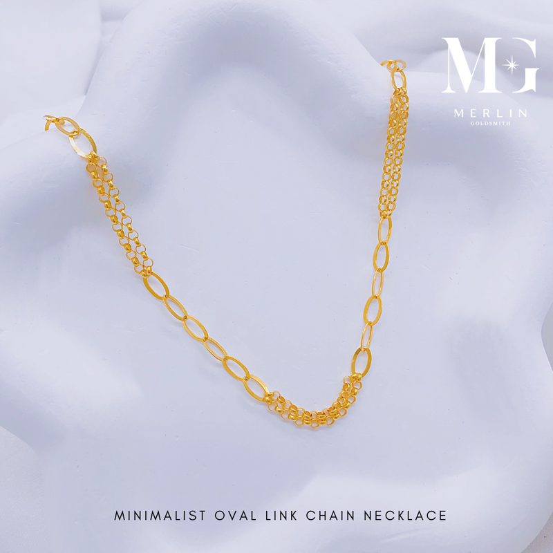 916 Gold Minimalist Oval Link Chain Necklace