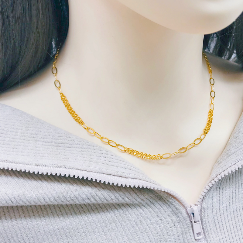 916 Gold Minimalist Oval Link Chain Necklace