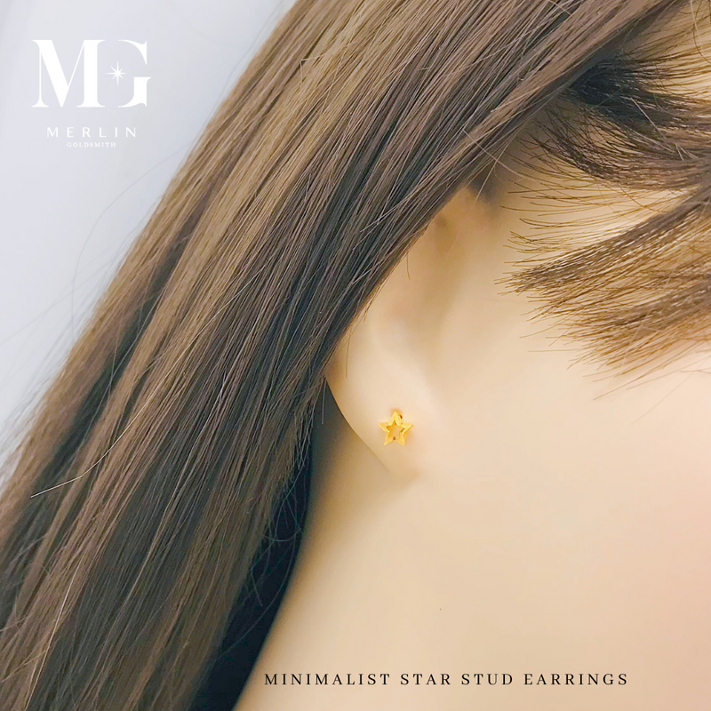 916 Gold Minimalist Star Stud Earrings