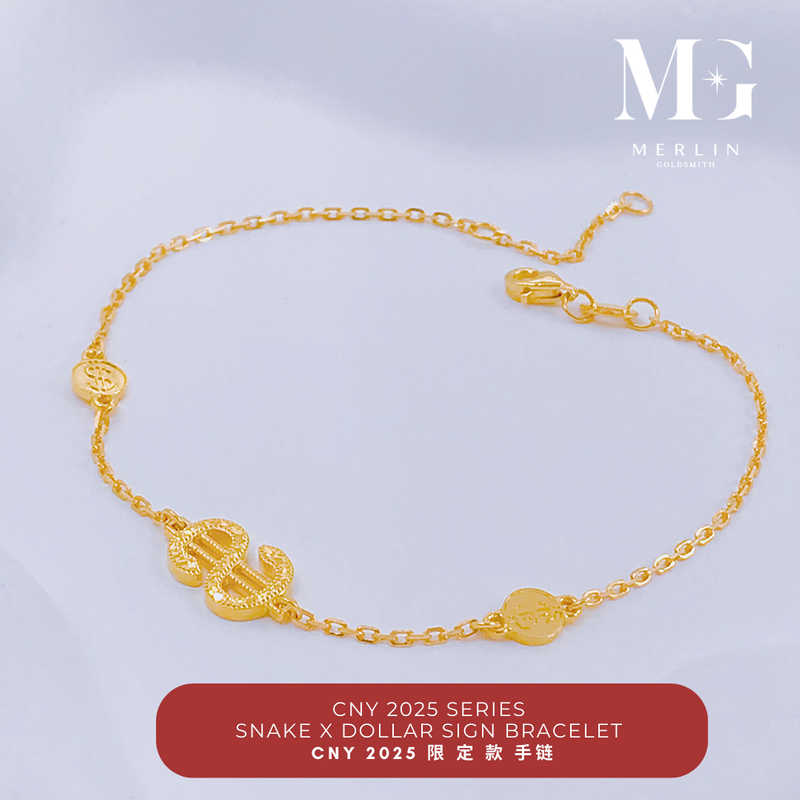 916 Gold (Year of Snake) Dollar Sign Bracelet