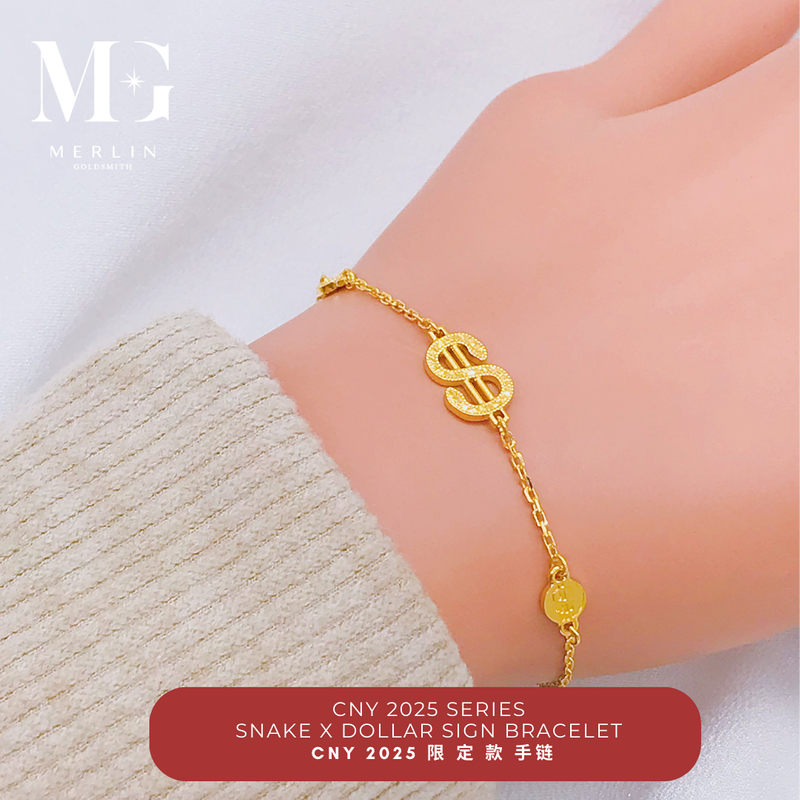 916 Gold (Year of Snake) Dollar Sign Bracelet