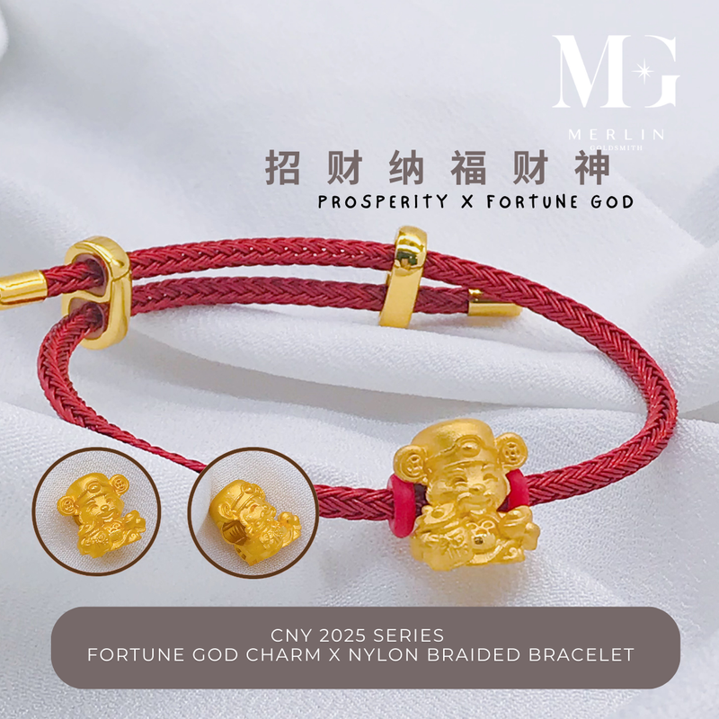 916 Gold CNY 2025 Series - Fortune God Charm x Nylon Braided Bracelet (Prosperity x Fortune God)