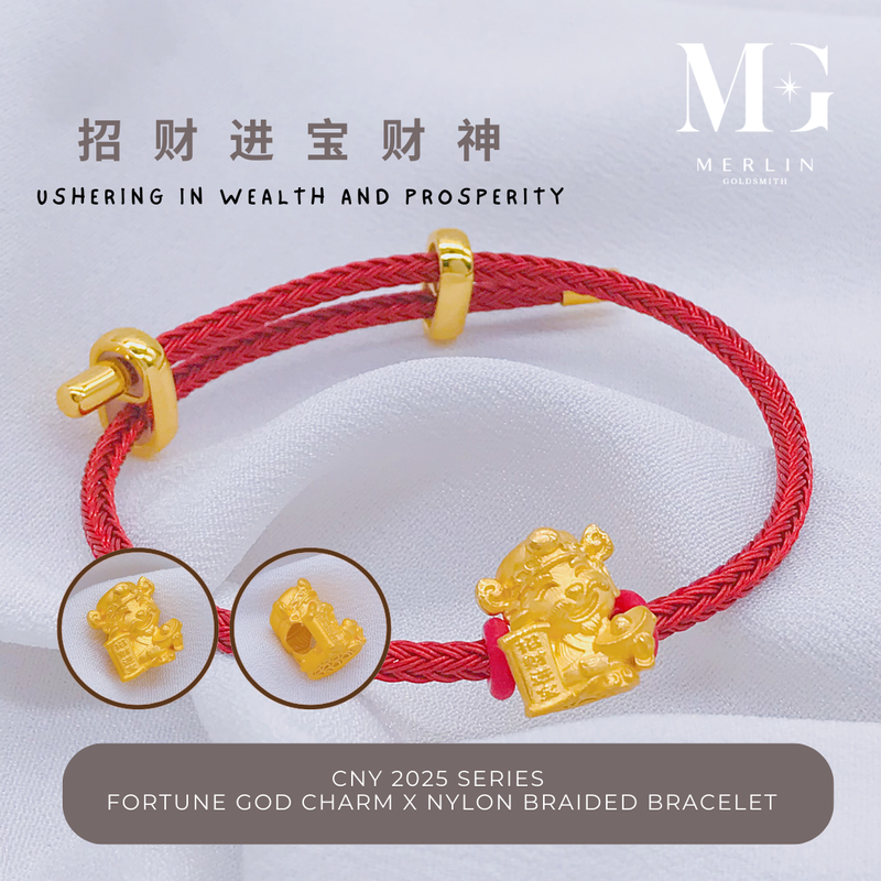 916 Gold CNY 2025 Series - Fortune God Charm x Nylon Braided Bracelet (Ushering in Wealth and Prosperity)