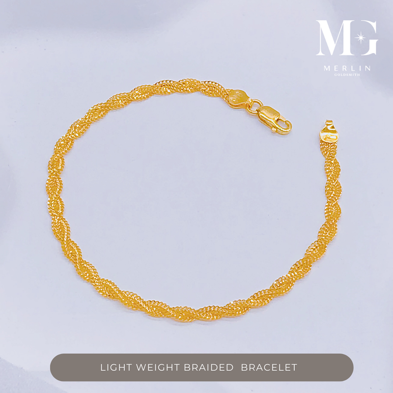 916 Gold Light Weight Braided Bracelet