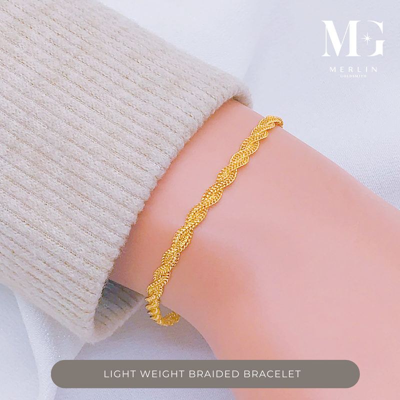 916 Gold Light Weight Braided Bracelet