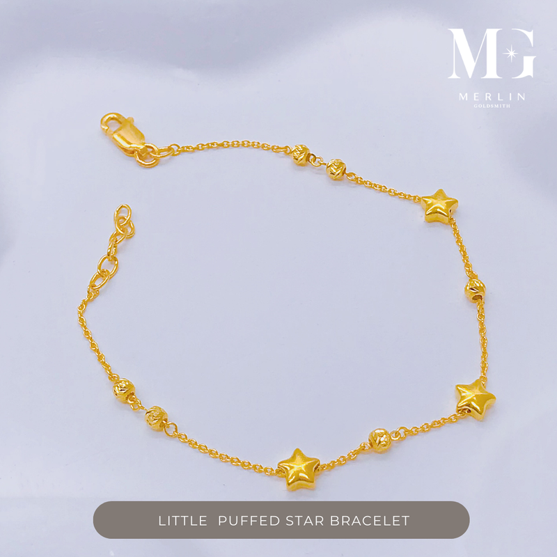 916 Gold Little Puffed Star Bracelet