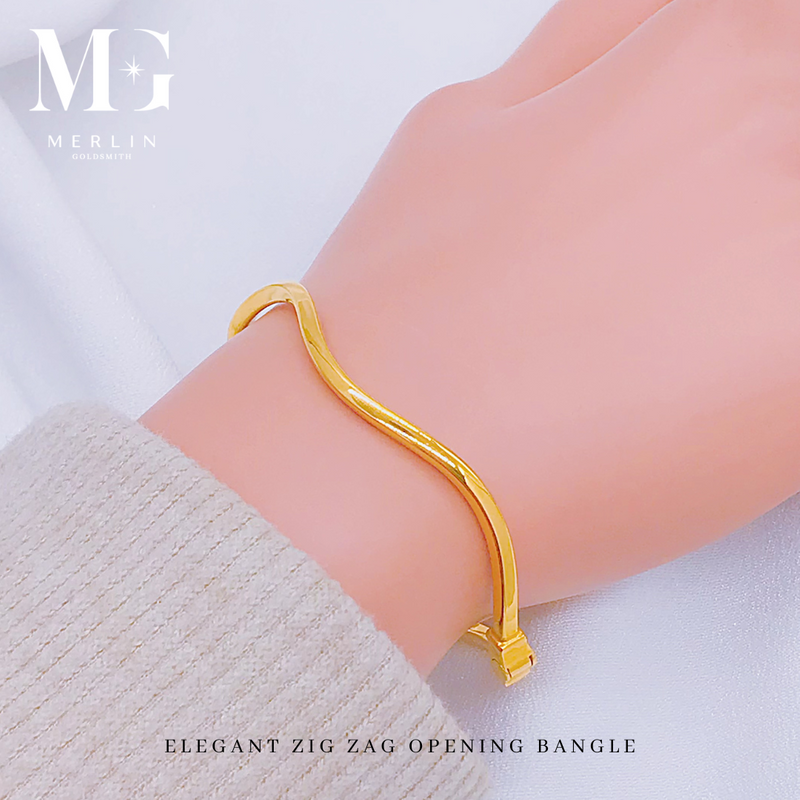 916 Gold Zig Zag Opening Bangle