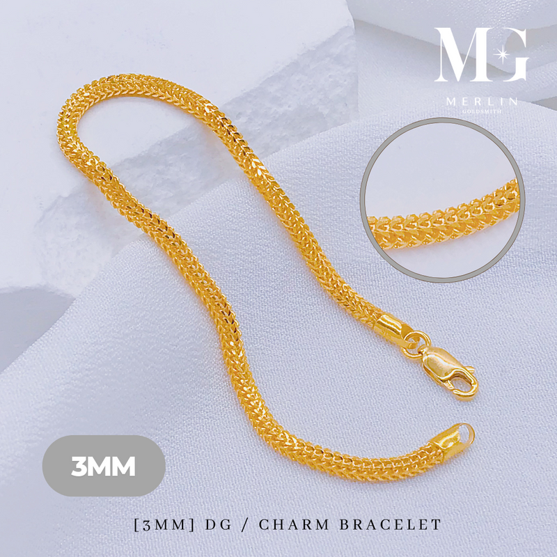 916 Gold DG Charms Bracelet (Width: 3mm+/-)