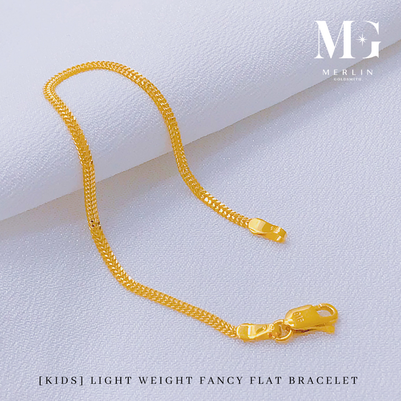 916 Gold Kids Light Weight Fancy Flat Bracelet