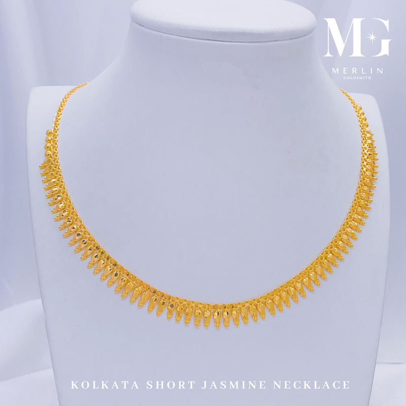 916 Gold Kolkata Short Jasmine Necklace