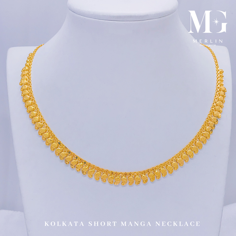 916 Gold Kolkata Short Manga Necklace (Matte)