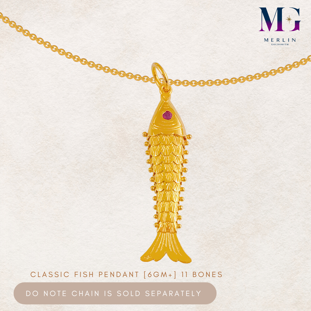 916 Gold Classic Fish Pendant (11 Bones, 6GM+/-) | Merlin Goldsmith