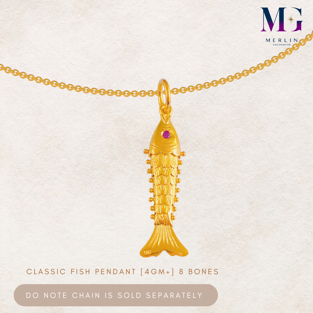 916 Gold Classic Fish Pendant (8 Bones, 4GM+/-) | Merlin Goldsmith