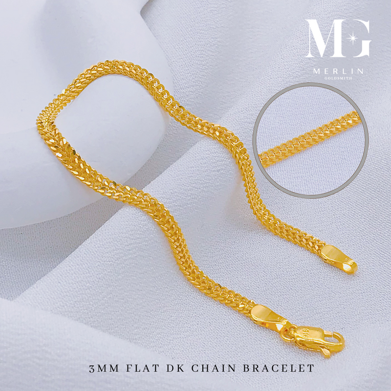 916 Gold 3mm DK Flat DK Chain Bracelet