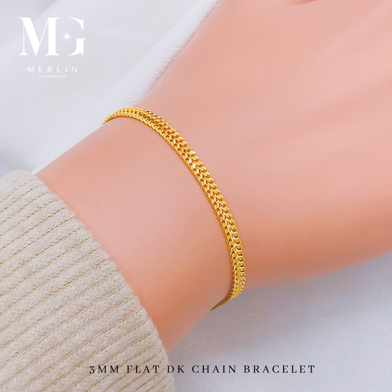 916 Gold 3mm DK Flat DK Chain Bracelet