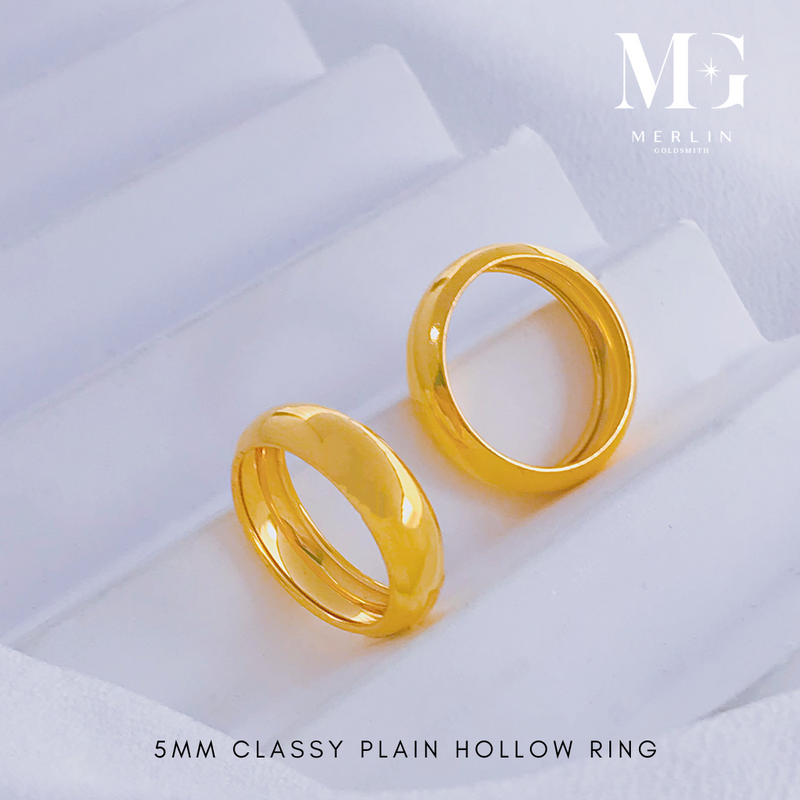 916 Gold 5mm Classy Plain Hollow Ring