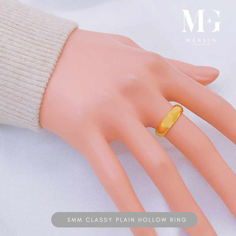 916 Gold 5mm Classy Plain Hollow Ring